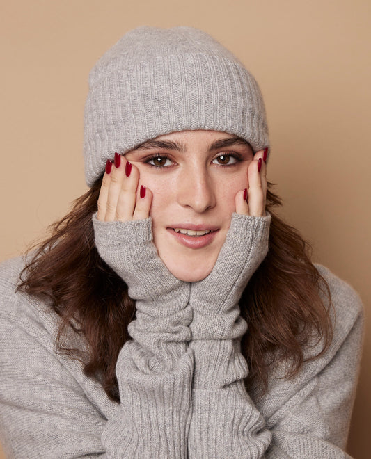 Mitaines 100 cachemire Gris clair