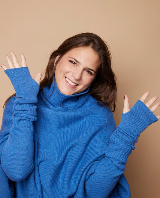 Mitaines 100 cachemire bleu cobalt