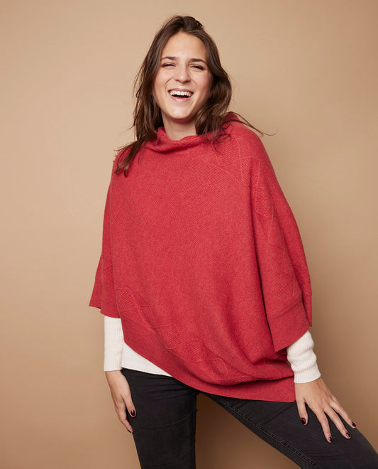 Poncho cape 100 cachemire sanguine