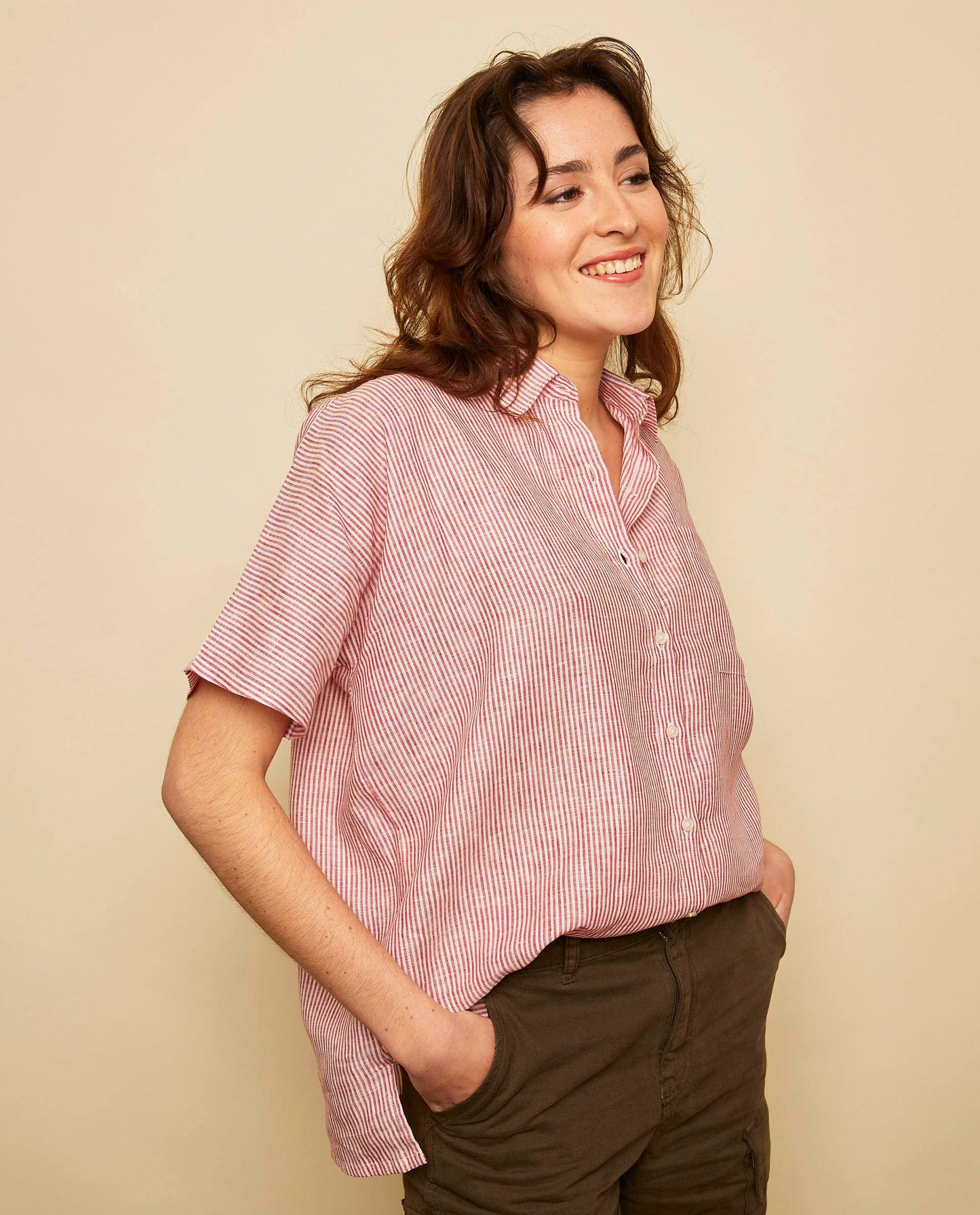 chemise oversize mc lin Fe