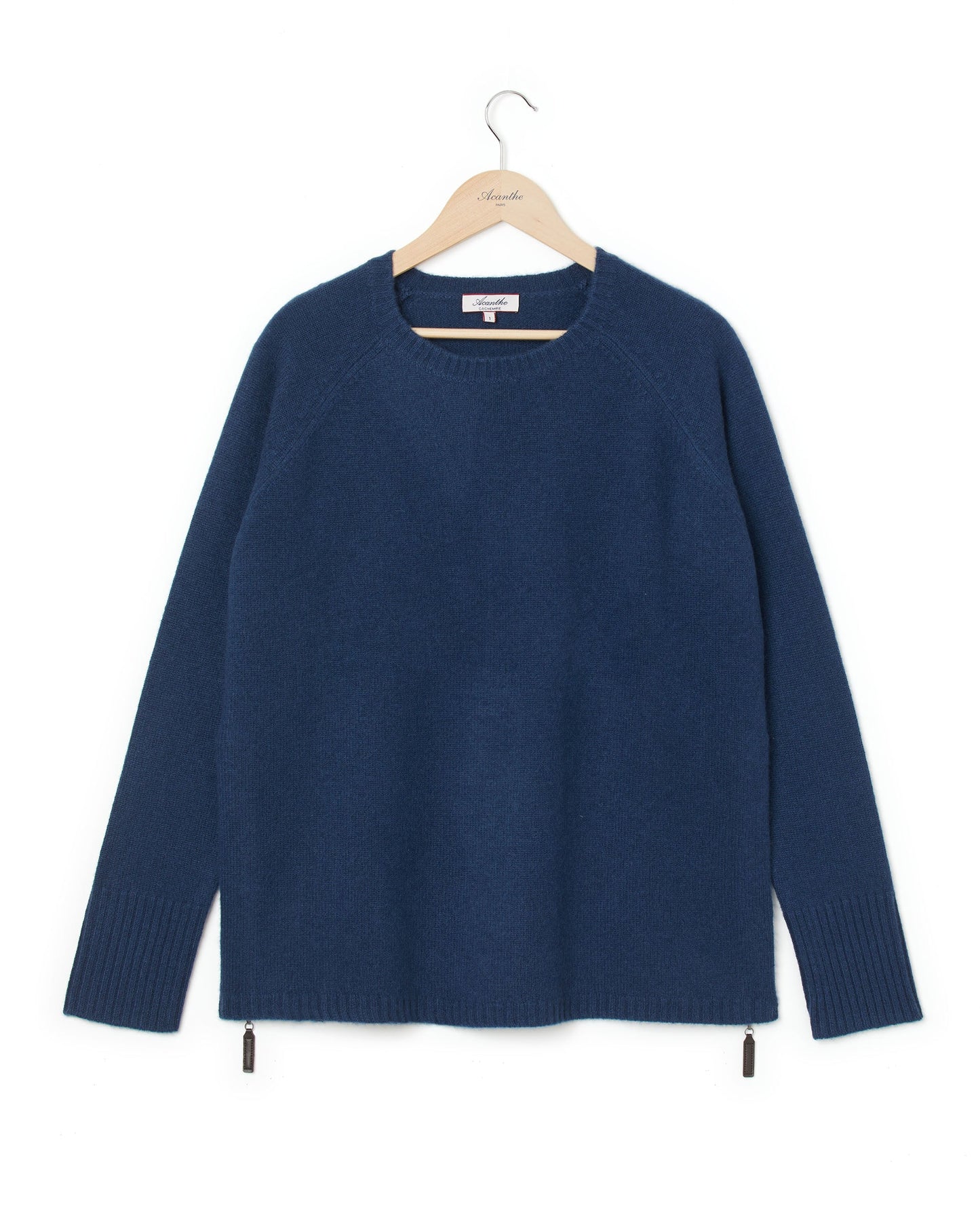 Pull 2 zips 100 cachemire marine clair