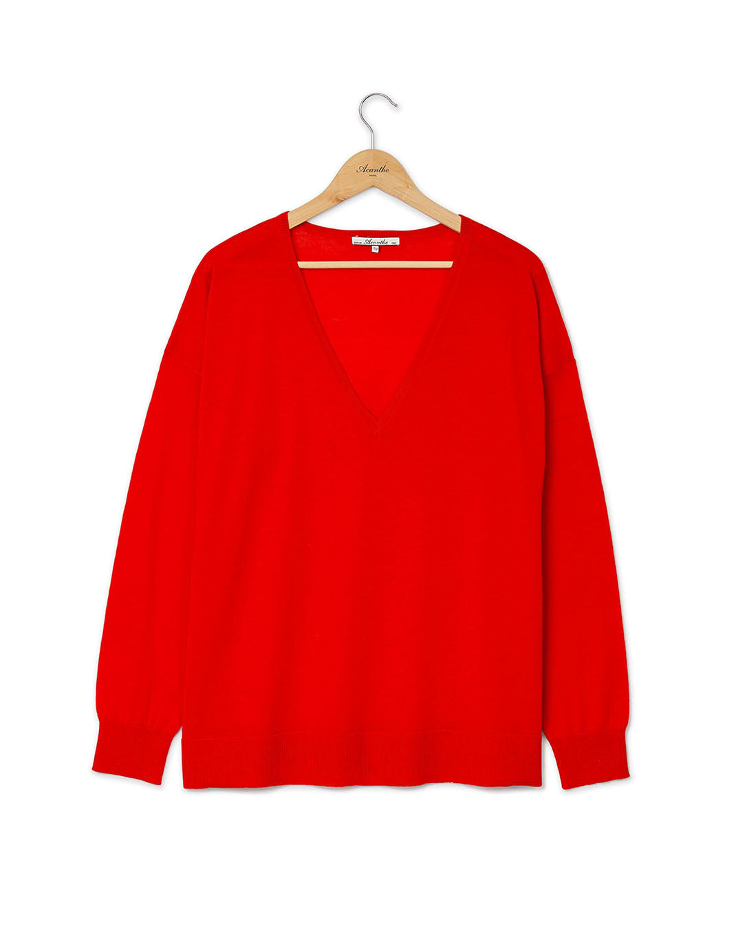 Pull V loose mérinos rouge