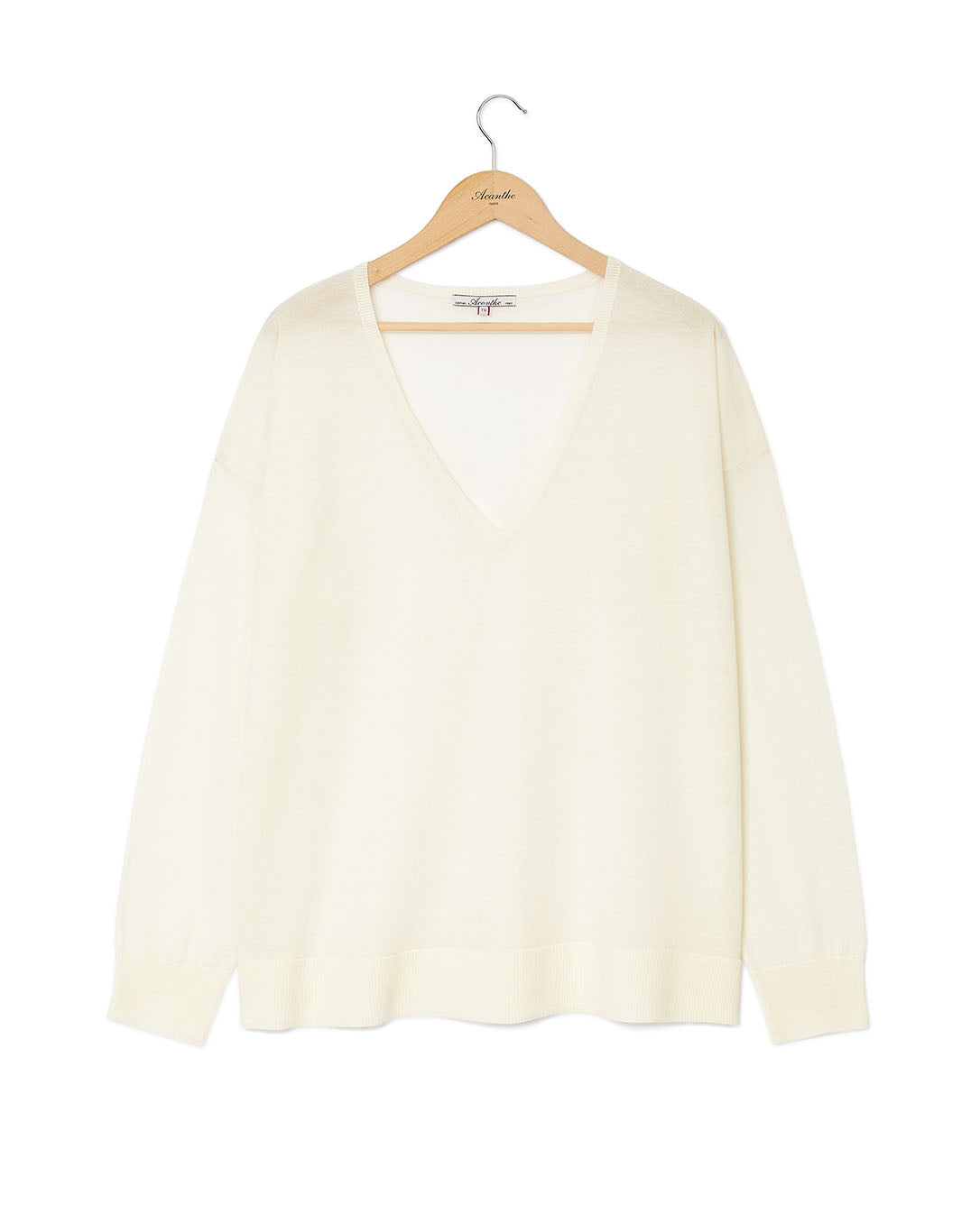 Pull V loose mérinos écru