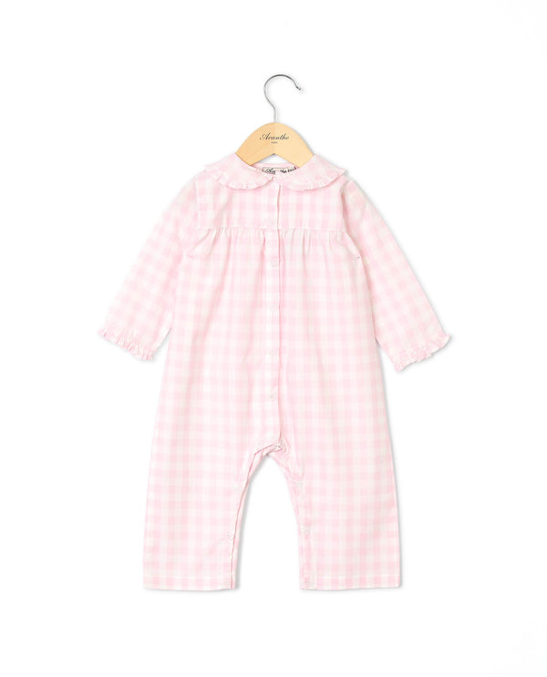Pyjama combinaison vichy rose pâle