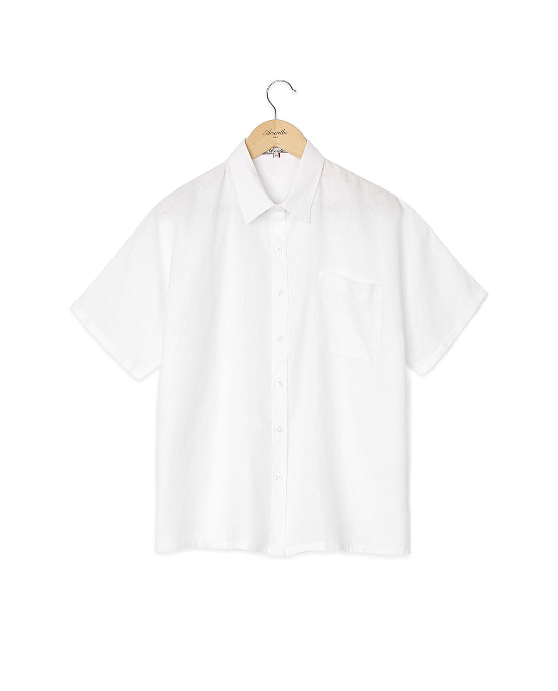 Chemisier manches courtes oversize lin blanc