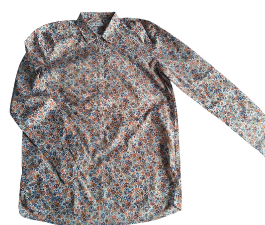Chemisier femme en tissu Liberty imprimé orange