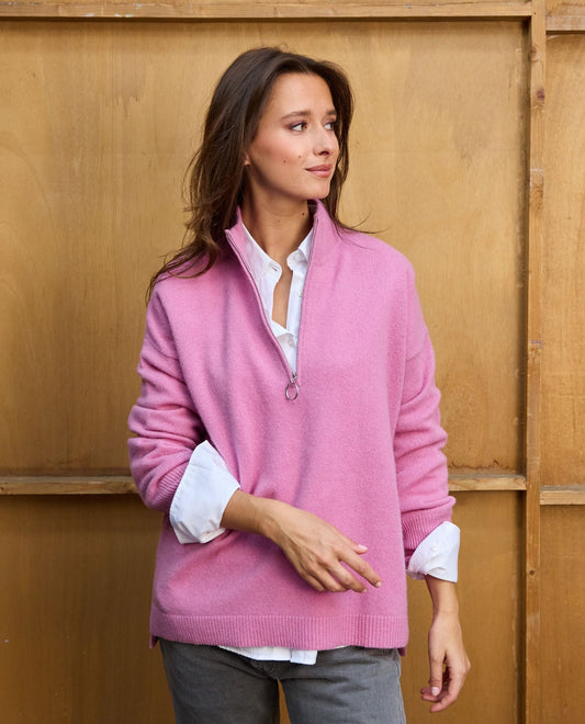 pull zippé loose 100 lwl Rose