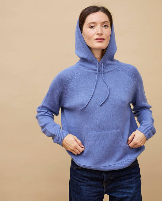 hoodie 100 cachemire bleu lavande