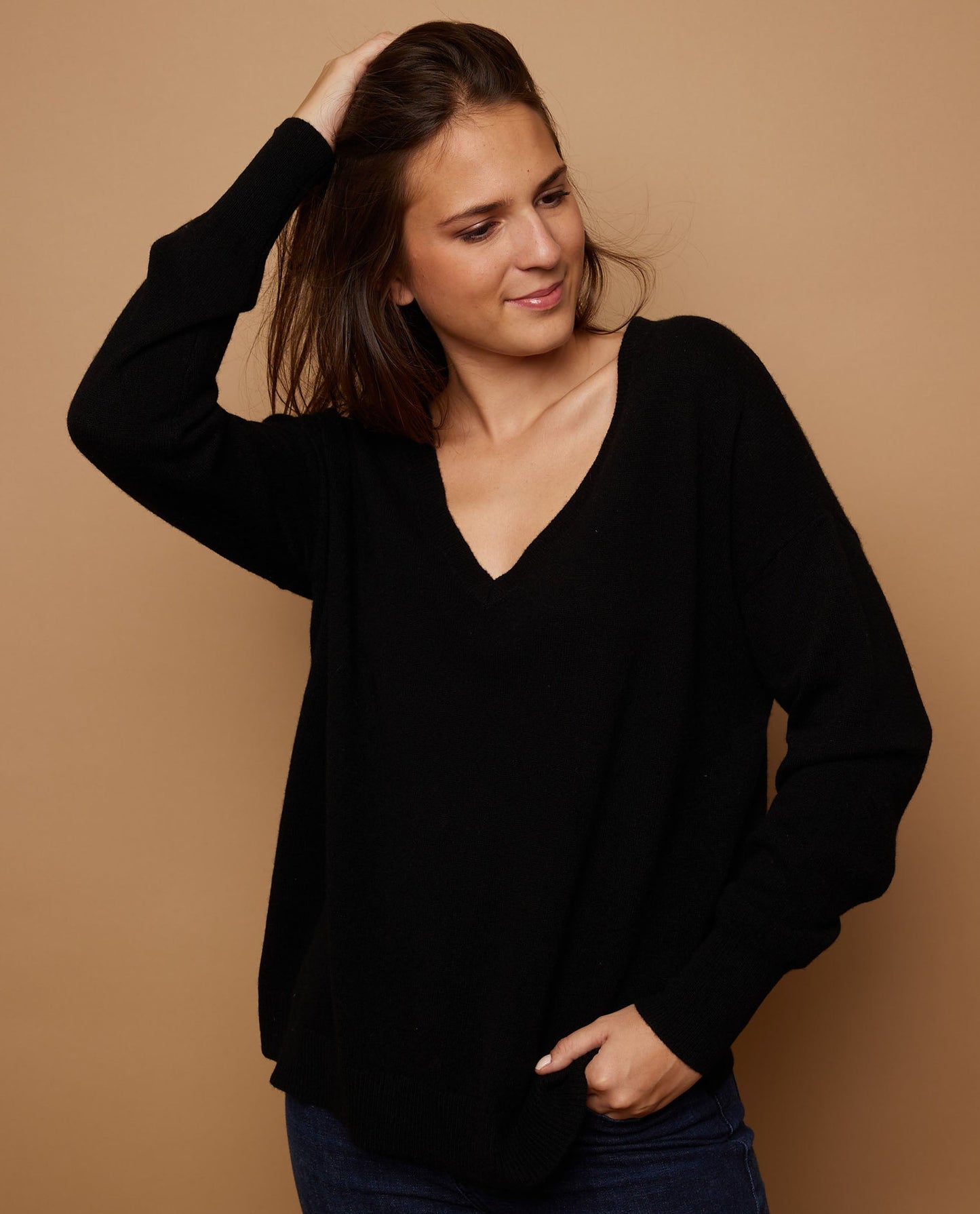 pull V loose 100 cachemire Noir
