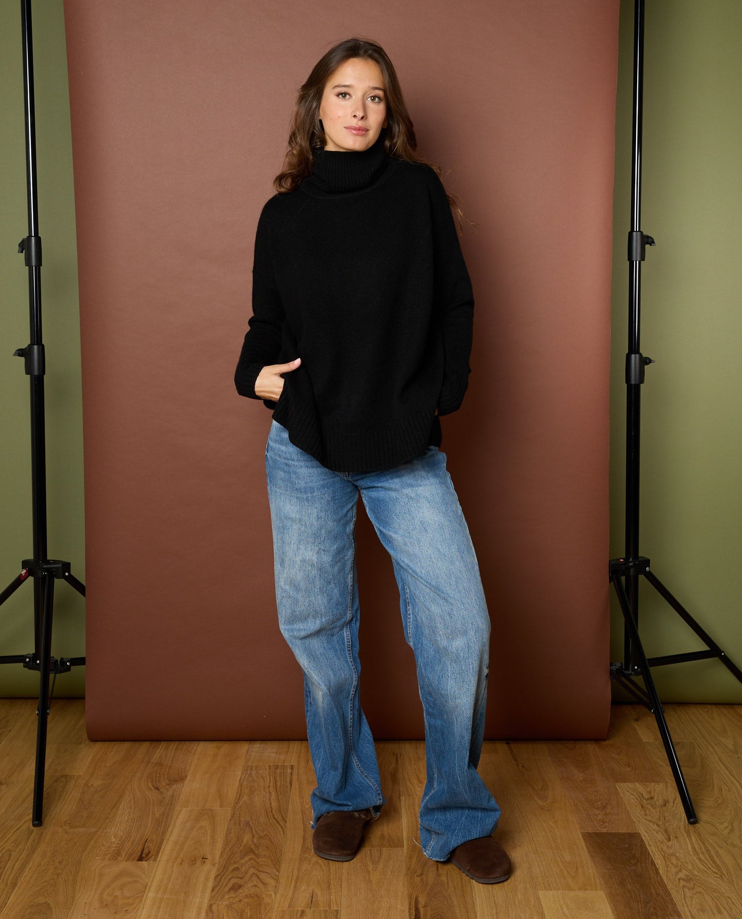 pull col boule 100 cachemire Noir