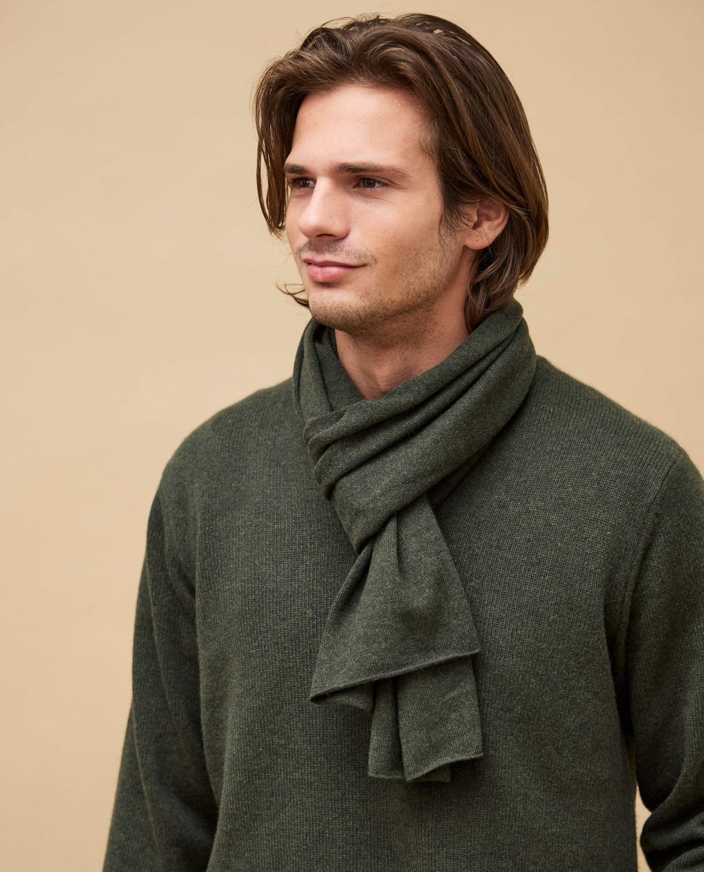 écharpe 100 cachemire Kaki