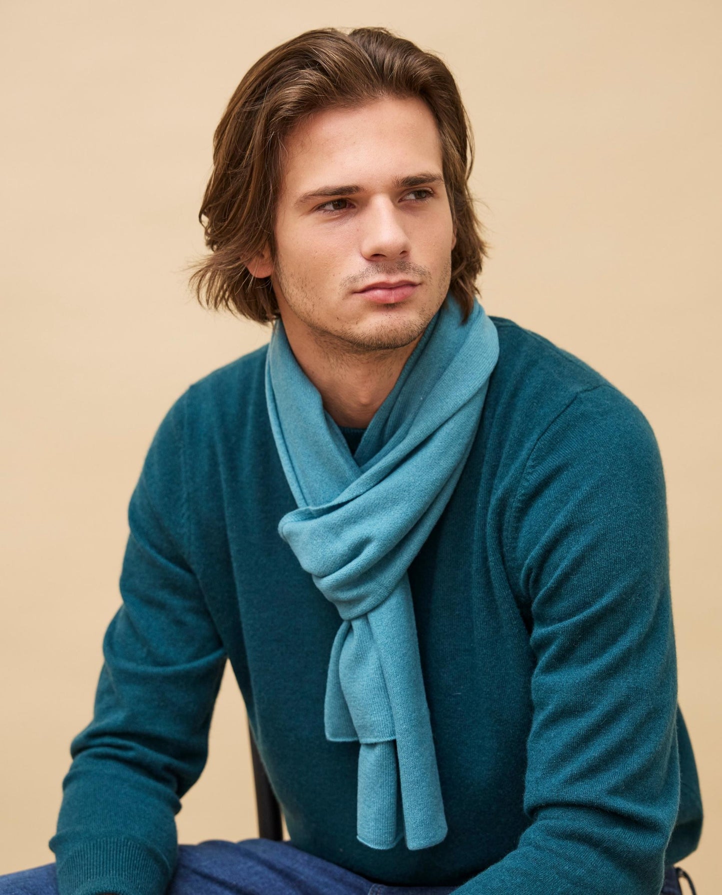 écharpe 100 cachemire Vert grisé