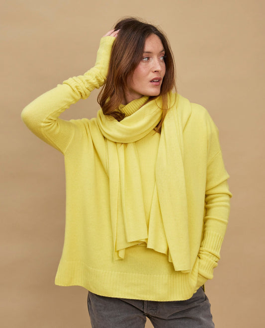 écharpe longue 100 cachemire Jaune