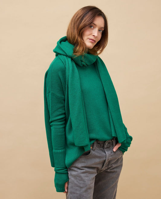 écharpe longue 100 cachemire vert pré