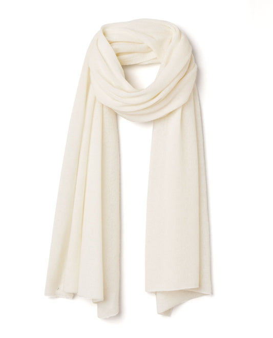 écharpe longue 100 cachemire Ecru