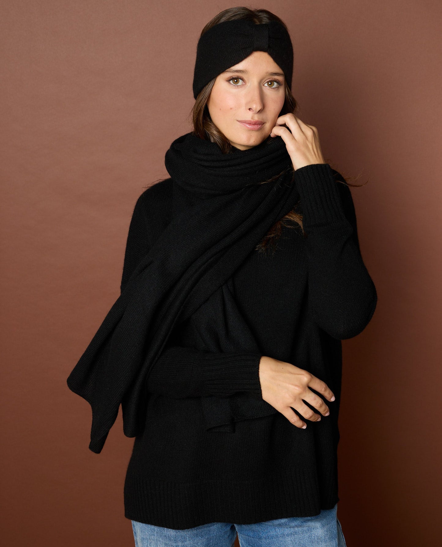 bandeau 100 cachemire Noir