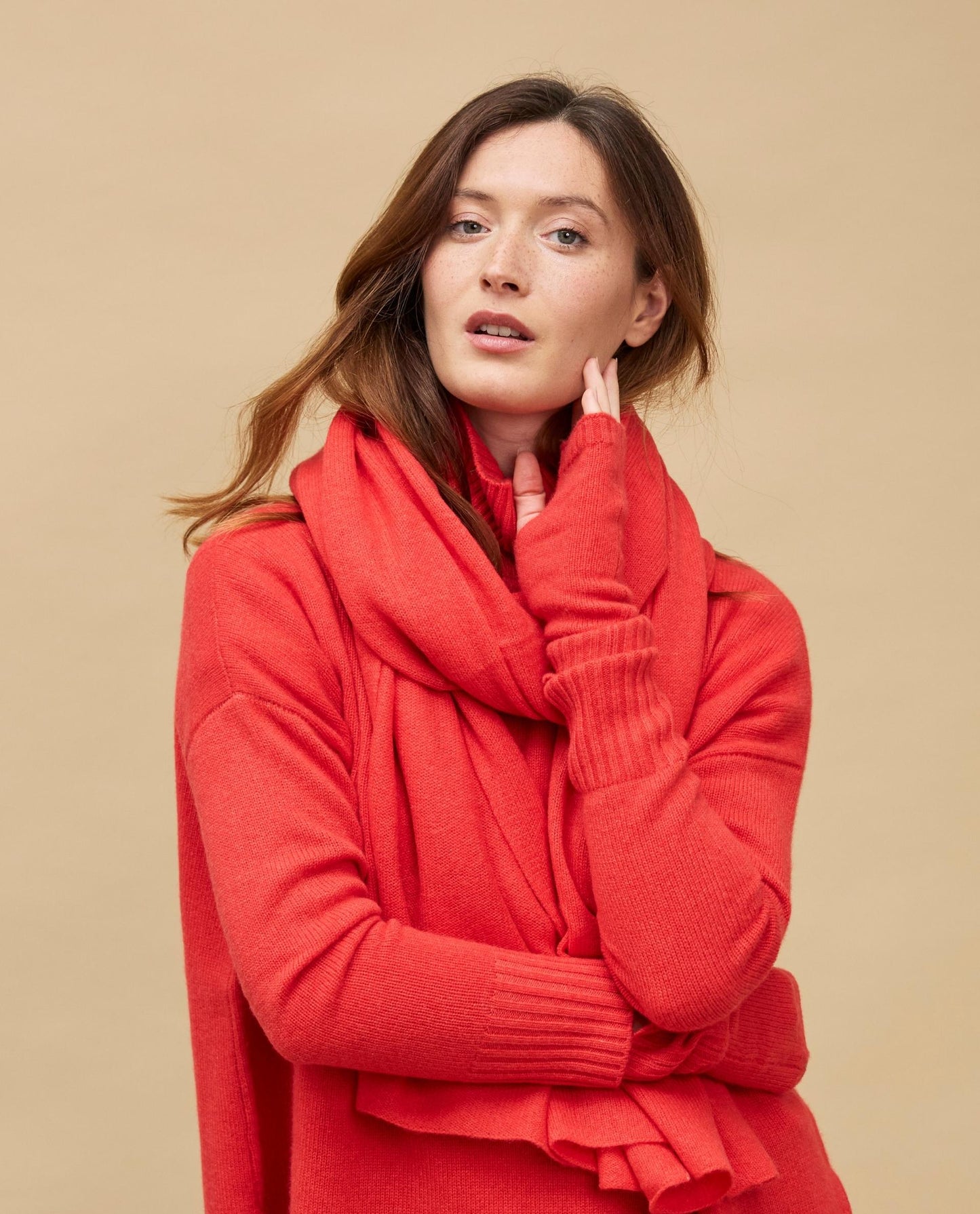 mitaines 100 cachemire Orange