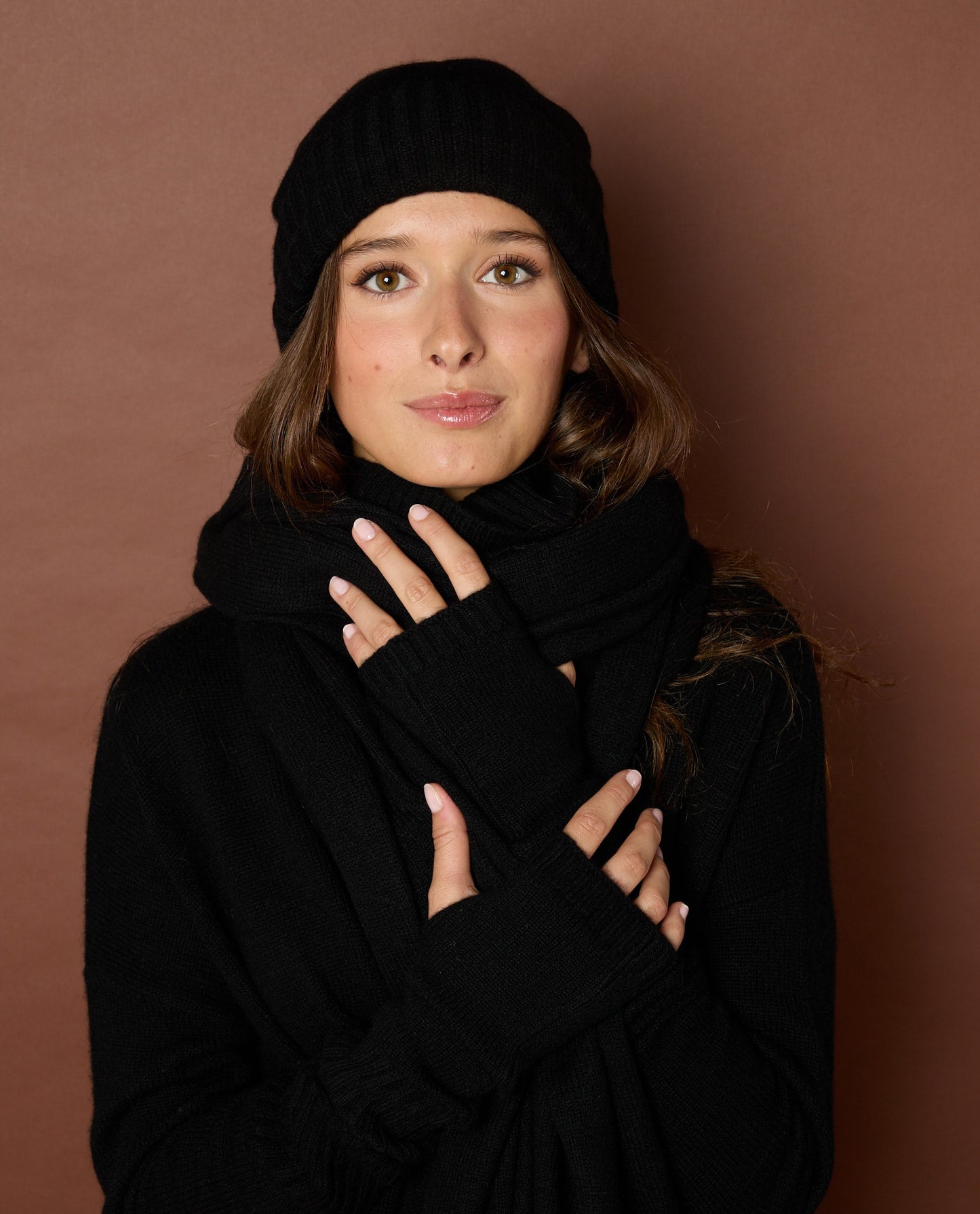 mitaines 100 cachemire Noir