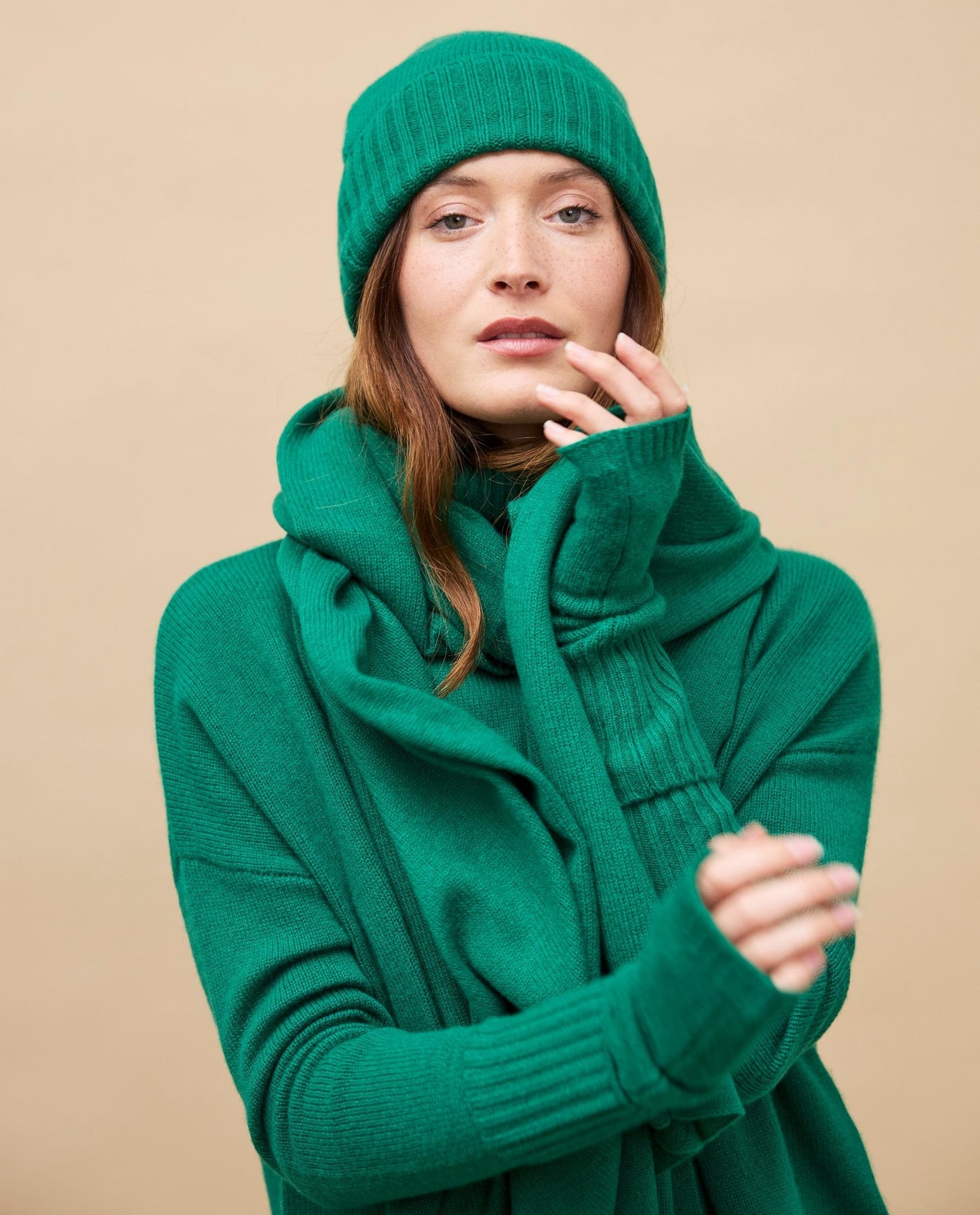 mitaines 100 cachemire vert pré