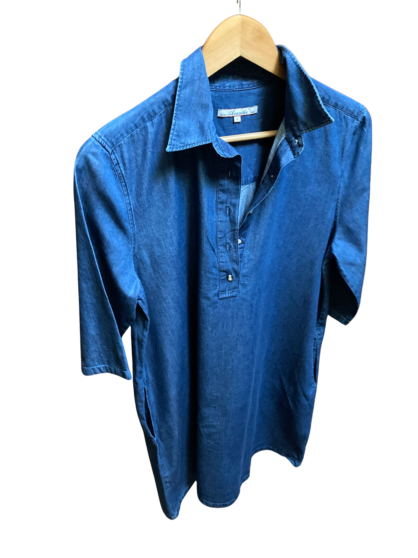 Robe évasée pli creux denim Fe