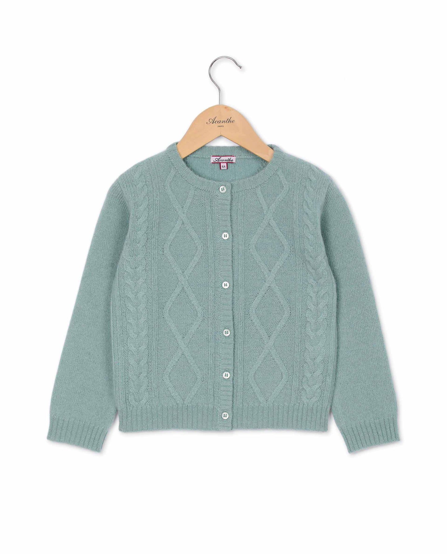 cardigan torsade 100 lwl vert d'eau