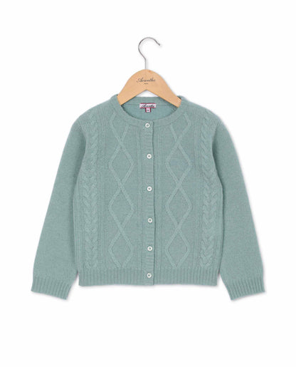 cardigan torsade 100 lwl vert d'eau