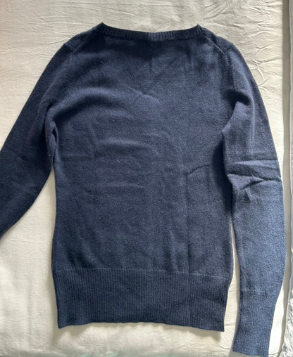 Cardigan col rond cachemire bleu foncé