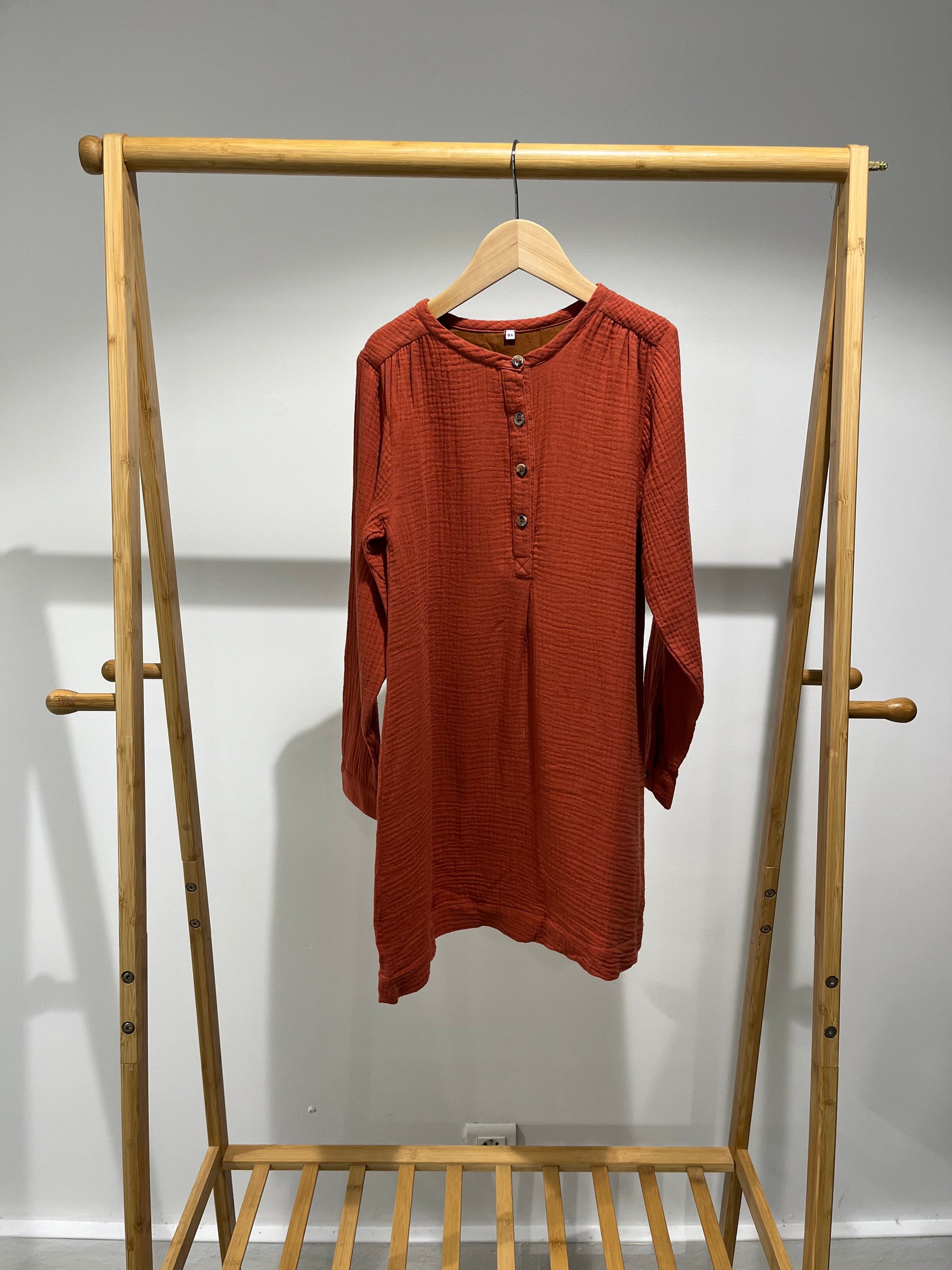 Robe gaze de coton manches longues