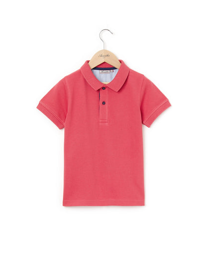 Polo piqué manches courtes framboise
