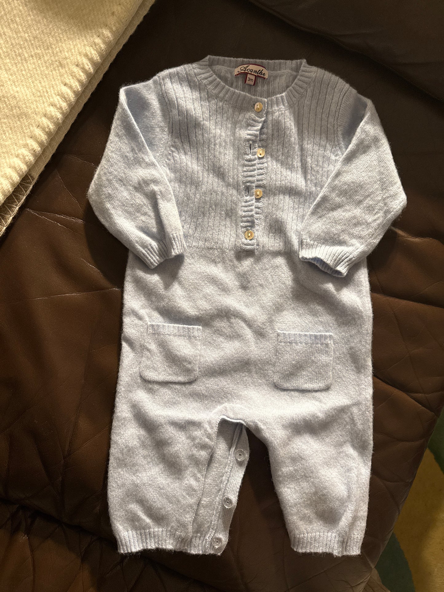 combi torsade Naissance 90 laine-10 cachemire Ciel